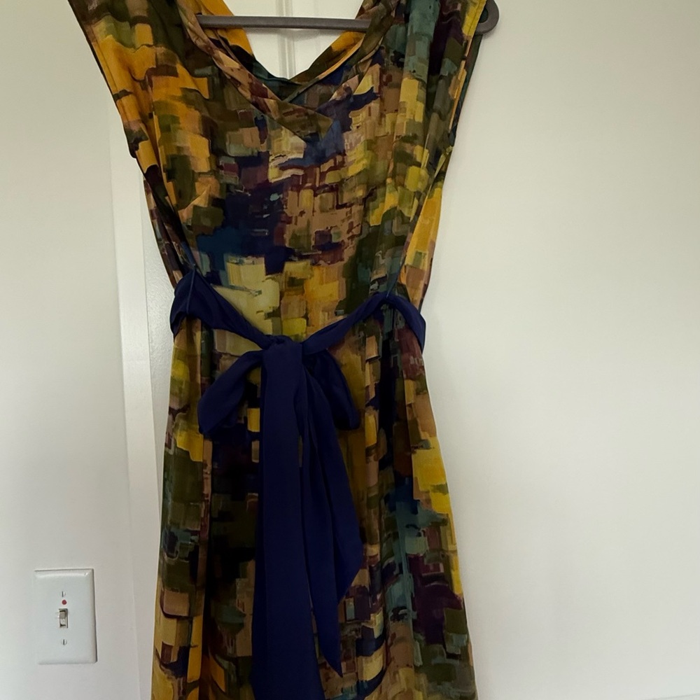 Maeve Yellow and Brown Sleeveless Sundress Midi